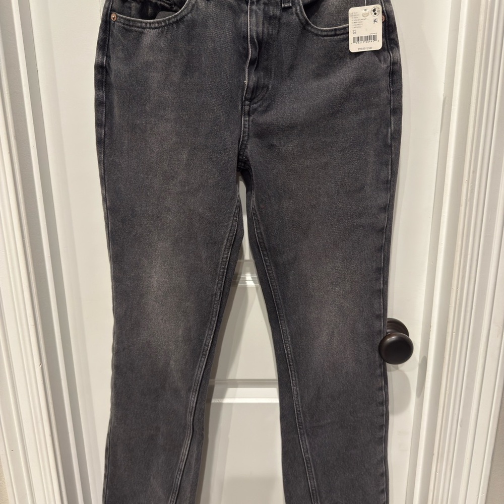 NWT Free People Xena Slim Straight Black Women's Jeans Size 26
